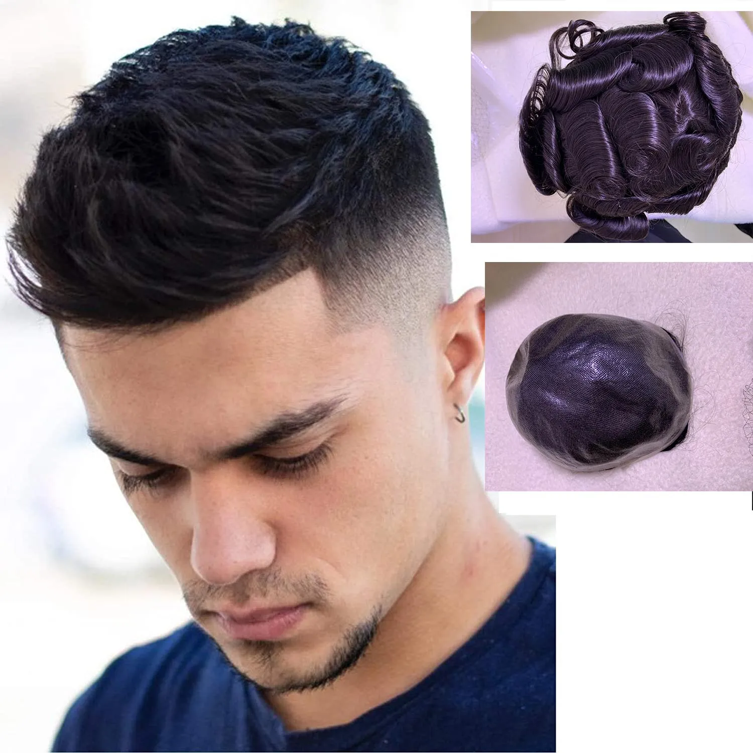 

Hairpiece Natural Color Human Hair System Wave Straight Full PU Men Toupee Indian Remy Human Hair Breathable PU