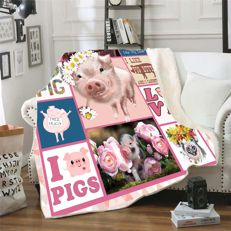 

I Love Pigs 3d printed fleece blanket for Beds Hiking Picnic Thick Fashionable Bedspread Sherpa Throw Blanket