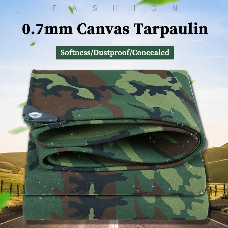 0.7mm Canvas Tarpaulin Outdoor Garden Plant Awning Shade Sail Truck Rainproof Cloth Camping Tent Dog House Shed Waterproof Cloth