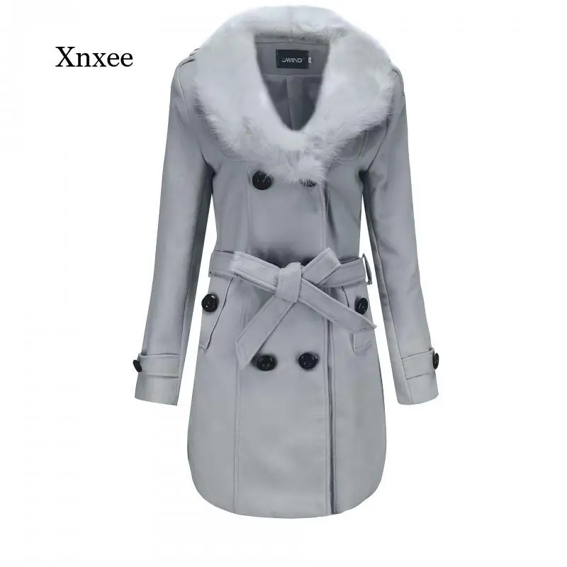 Winter Woolen Coat Women's Mid-Length Women's Windbreaker Fashion Casual Large Fur Collar Double-Sided Woolen Coat