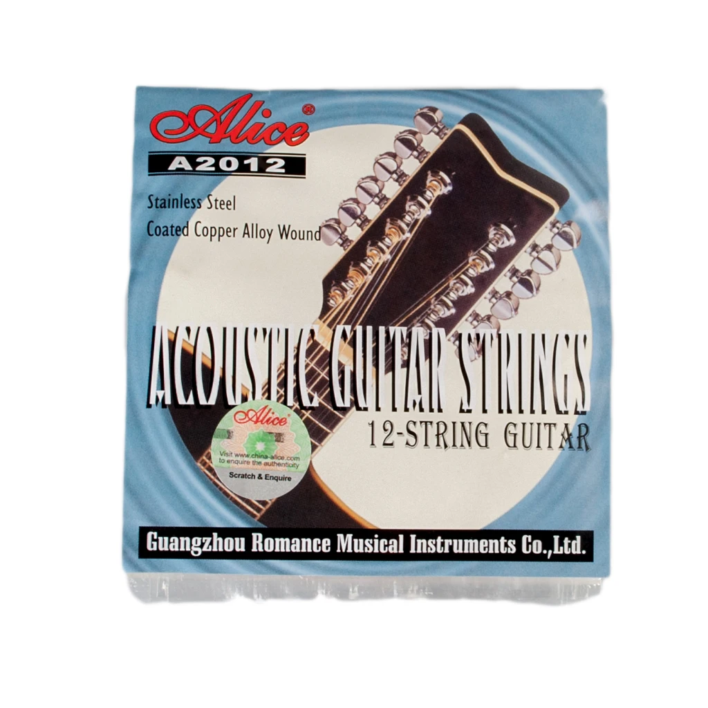 LOMMI Alice A2012 12-String Acoustic Guitar Strings Set Stainless Steel Coated Copper Alloy Wound .010-.026 Tension For Guitarra