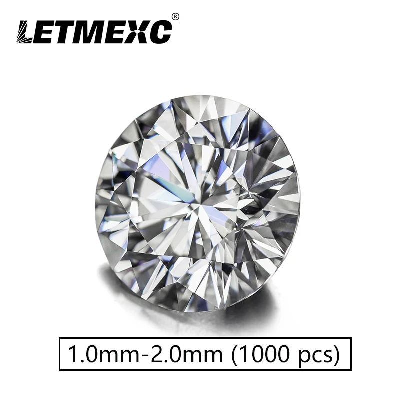 1000 pcs / Pack 5A White Cubic Zirconia Loose Synthet Zirconia CZ Gemstones Round Shape 1.0-2.0 mm Quality Europe Machine Cut