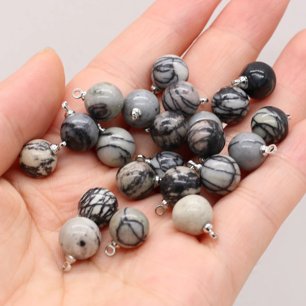 5pcs Natural Stone Agates Crystal Quartzs Damation Jaspers / Amethysts Pendant for Necklace Earring or Jewelry Making Size 10mm