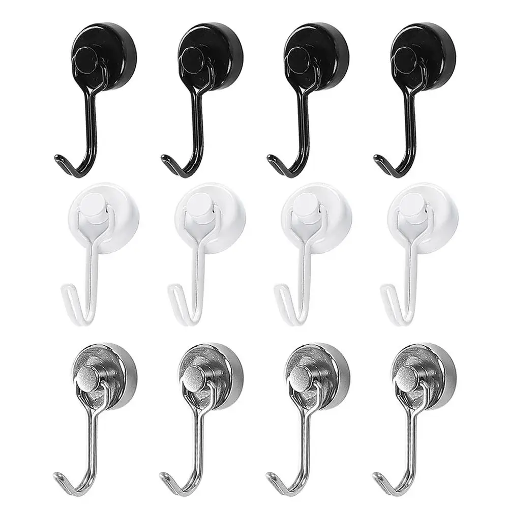 4Pcs Swivel Swing Powerful Magnetic Hooks Neodymium Magnet Hooks Wall Holder Door Fridge Storage Hold Up 30LB