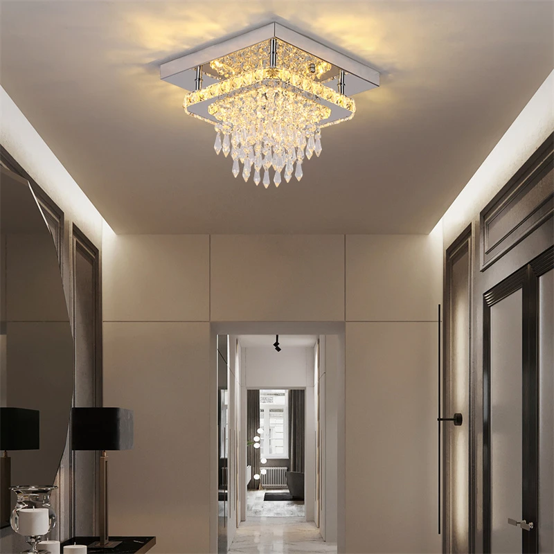 Modern Crystal LED Ceiling Light Plafon Stainless steel Ceiling Lamp Lighting Fixture for Dining Room Luminaria Lustres