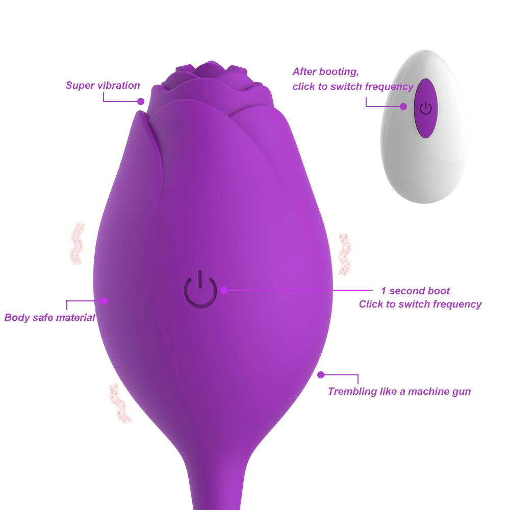 Rose Powerful Suction Vibrator Kegel Ball Wireless Remote Control Tighten Bladder and Pelvic Floor Exercise Sex Toys for Women