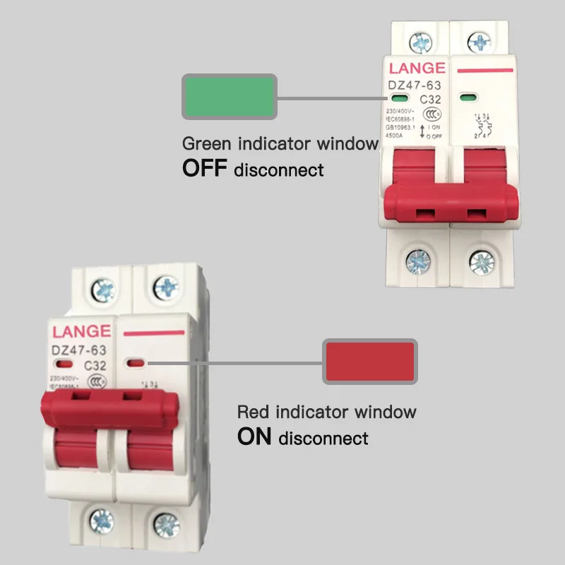 2P Mini Air Circuit Breaker Protector AC 10A/16A/32A/50A/63A Switch MCB