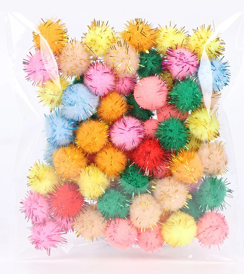 10/15/20/25/30mm Glitter Pompom Balls Furry Pompon DIY Crafts Pompones Furball Christmas Weeding Home Decor Sewing Materials 20g