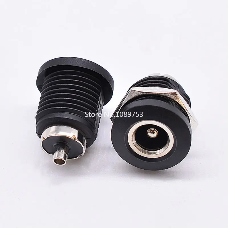 5PCS DC Power Female Socket 5.5*2.1mm 5.5*2.5mm Thread DC Interface JACK DC-022D Socket Black Waterproof Cap DC022D