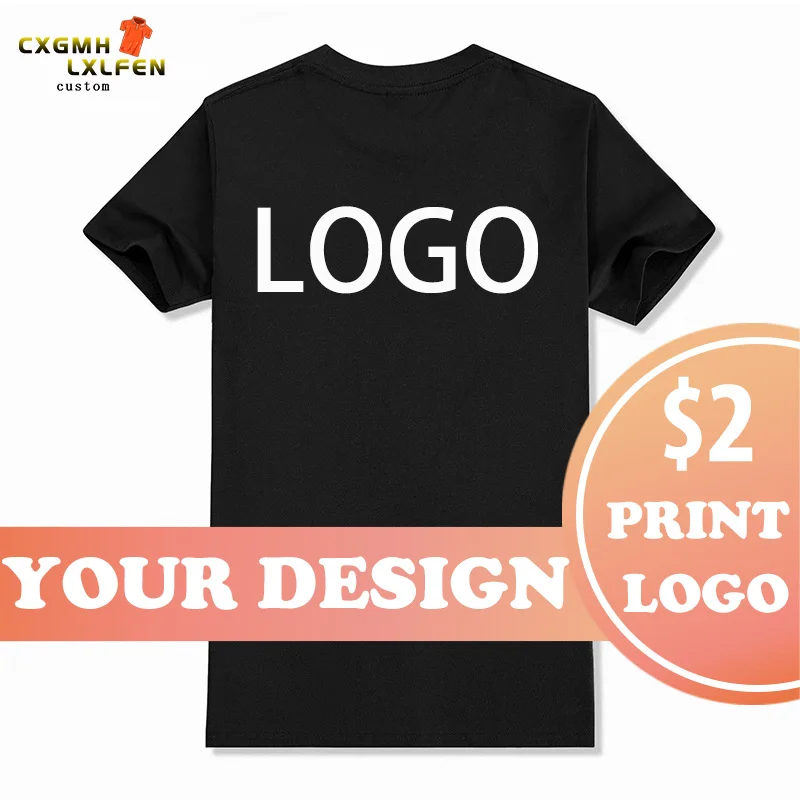 NO LOGO Price 2USD Cotton Short Sleeve Solid Color O-neck T-shirt Tops Tee Customized Print Your Design Printed Unisex Tshirt