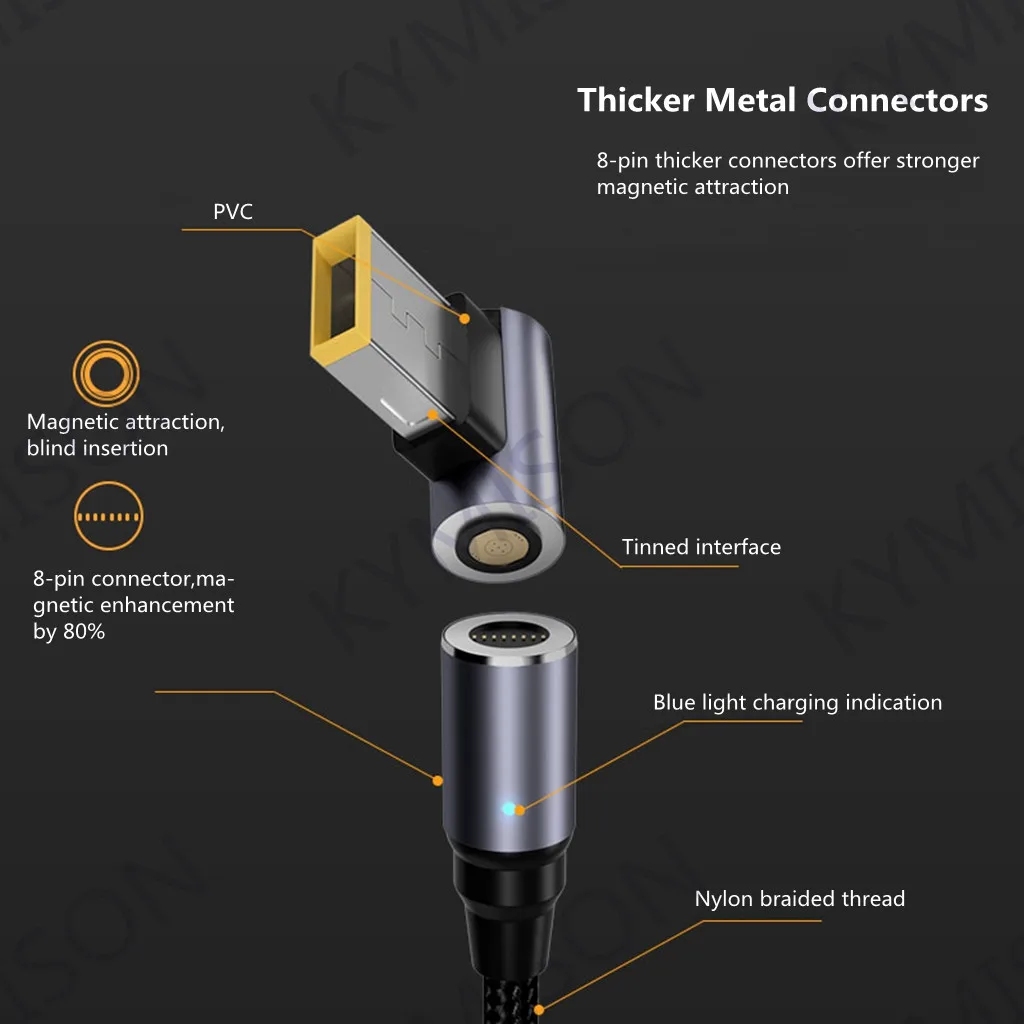 100W Magnetic USB C Fast Charging Cable for Lenovo Thinkpad X1 Carbon Type C to Dc Power Adapter Connector for Lenovo Laptop