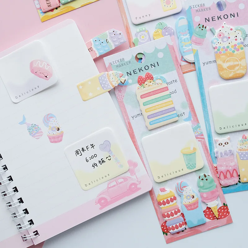 1 Piece Lytwtw's Cute Cartoon Candy Cake Bear Gourmet Sticky Notes Stationery Sticker Memo Pad Planner Office School Supplies