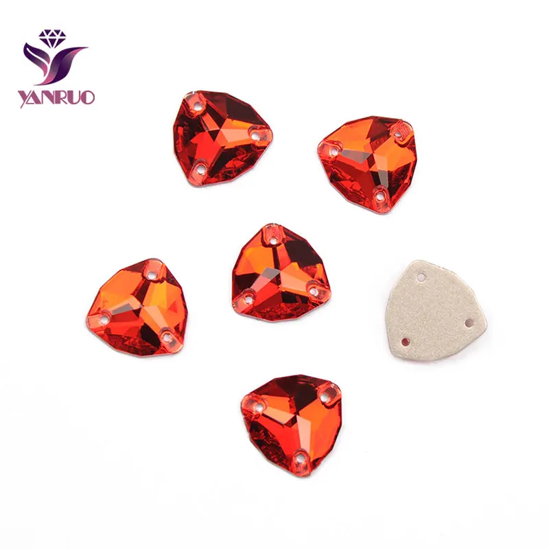 YANRUO 3272 Trilliant Light Siam Glass Red Rhinestones Flatback All for Handiwork Decorative Stones Crystals for Sewing