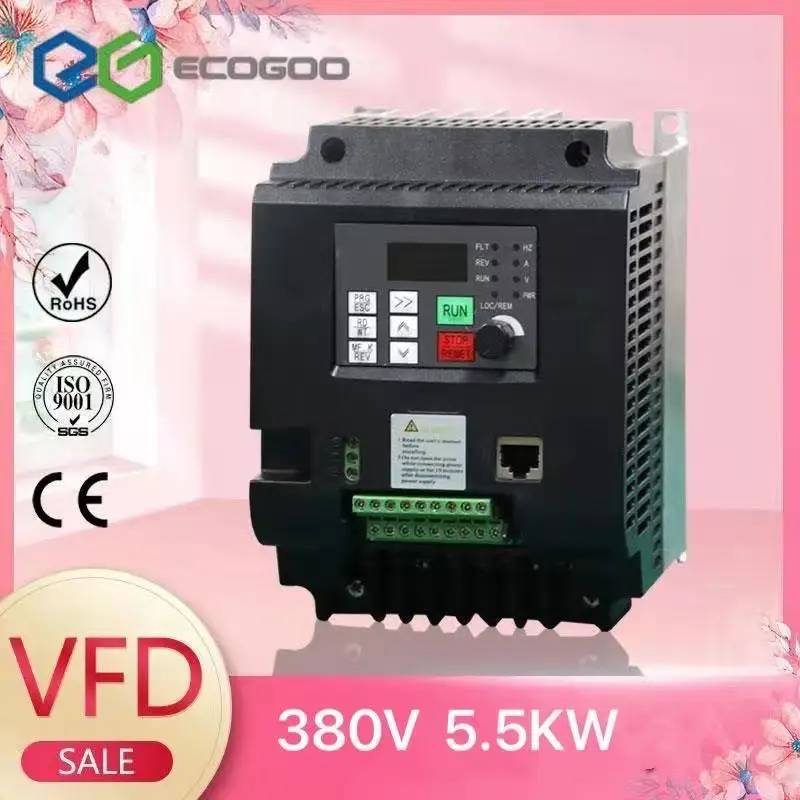 

Vector AC 380V 5.5KW Variable Frequency Drive 3-Phase Speed Controller Inverter Motor VFD Inverter Frequency Converter