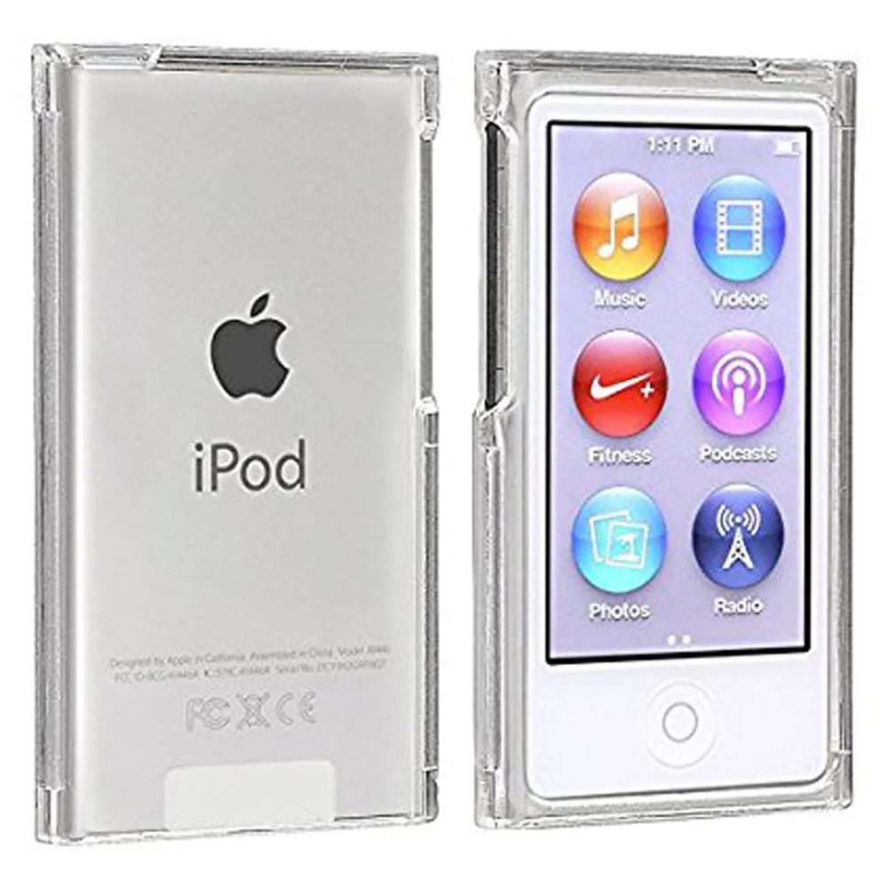 Clear Transparent Hard Front and Back Plastic Shell  Cover Case For Apple iPod Nano 7 7TH 8 8TH Generation with Films