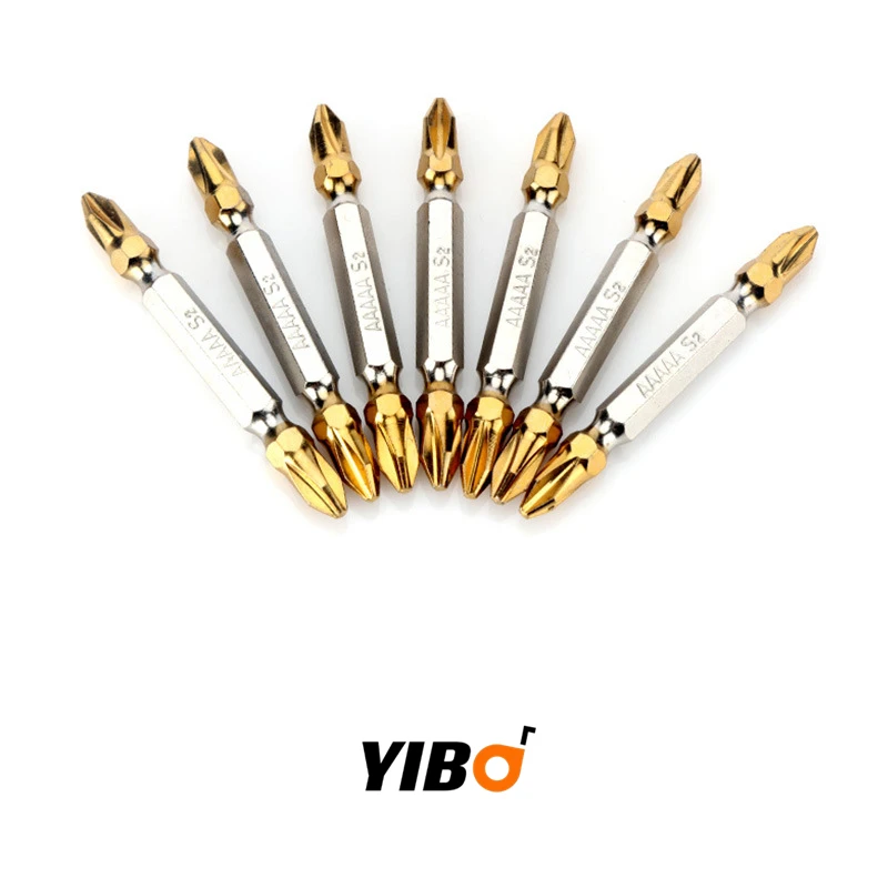 10Pcs PH2 Cross Dubbele Schroevendraaier Bits 65Mm Titanium Coated Elektrische Hex Shank Magnetic Schroevendraaier Boor