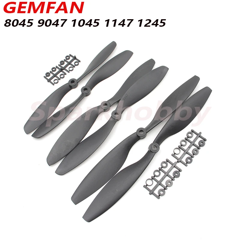 2PCS/1pair Gemfan Carbon Nylon CW/CCW Propeller 8045 9047 1045 1147 1245 Blades Prop 6mm with paddle ring for RC Quadcopter