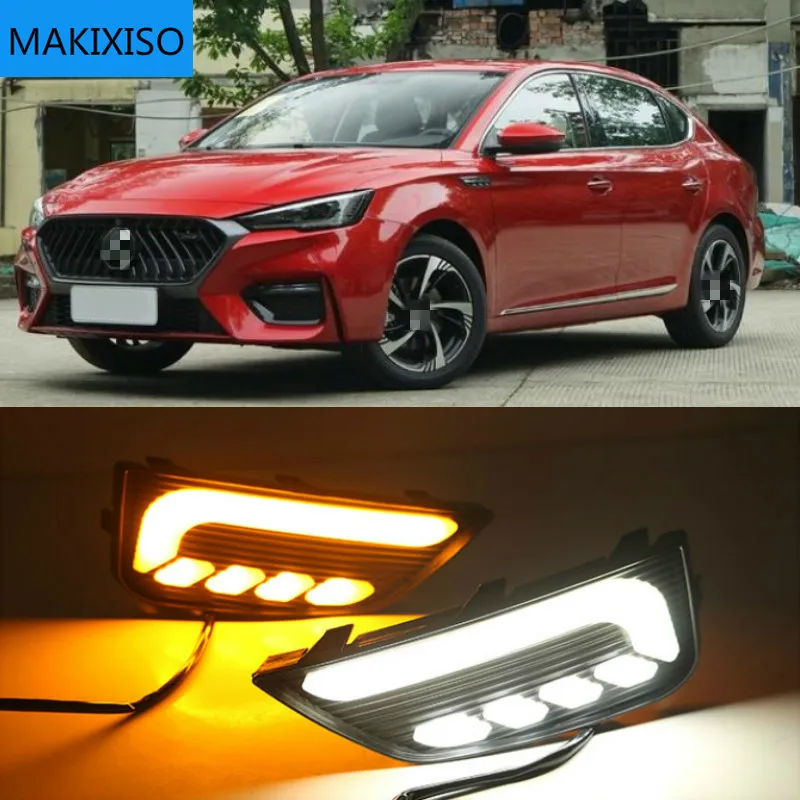 

1 Pair Car LED Daytime Running Lights White Yellow Blue Running Turn signal DRL For MG6 MG 6 2020 Fog Lamp Covers