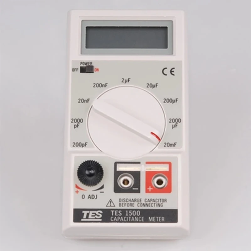 

TES-1500 Capacitance Meter Wide Capacity :0.1pF - 20,000uF .Rotary Swicth For 9 Ranges Selections,Overload Fuse Protection .