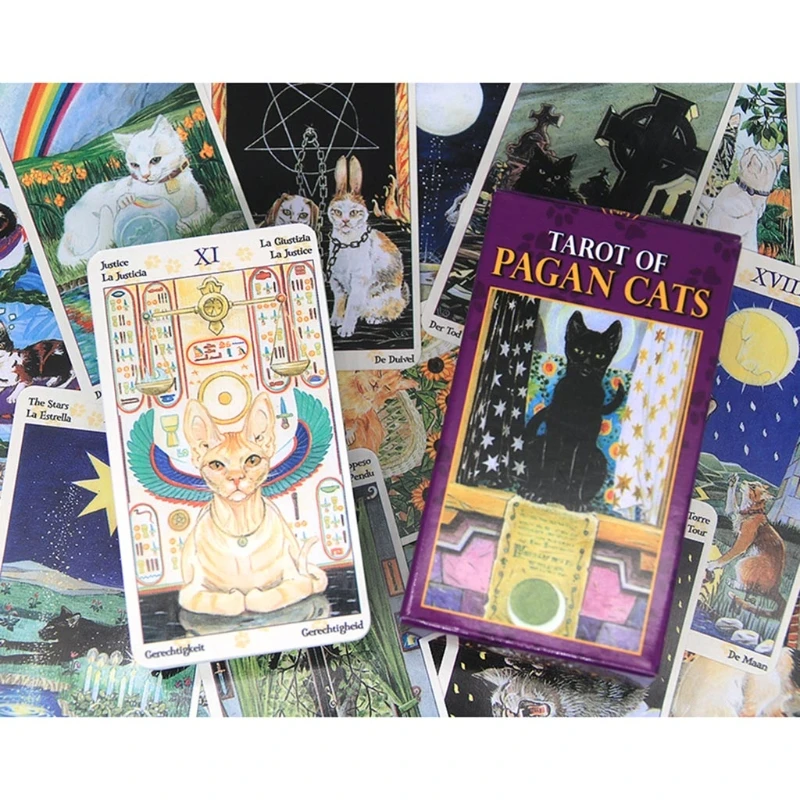 Geneic 78 Cards Deck Tarot Of Pagan Cats Full English Family Party Board Game Oracle Cards Astrology Divination Fate Card