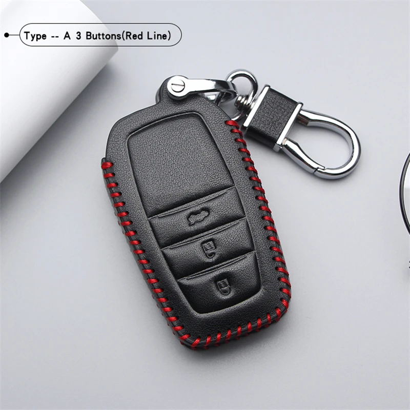 Genuine Leather Car Key Case Cover For Toyota Aygo Chr Prius Camry Yaris Rav4 Corolla Hilux Avensis Highlander Keyring Keychain