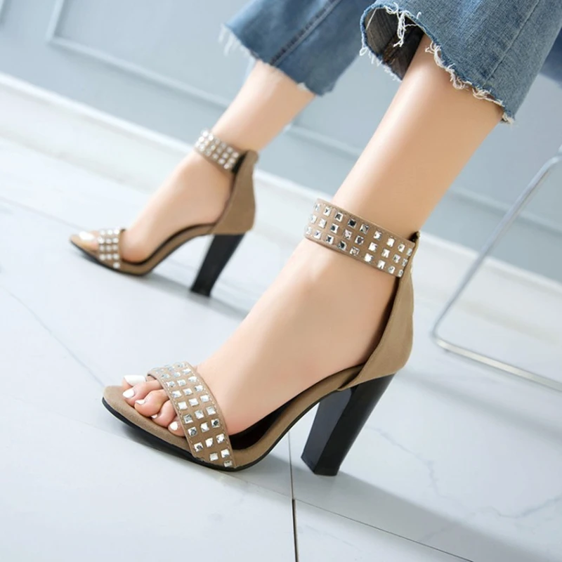 New Elegant Plus Size 33-50 Women sandals Summer Wedding Party Shoes Woman zipper Platform square high heels 9.5cm pumps T305