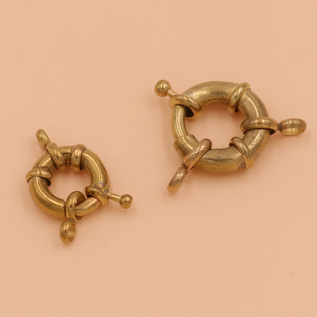 2pcs Brass Jewelry O-ring Snap Hook with Double \