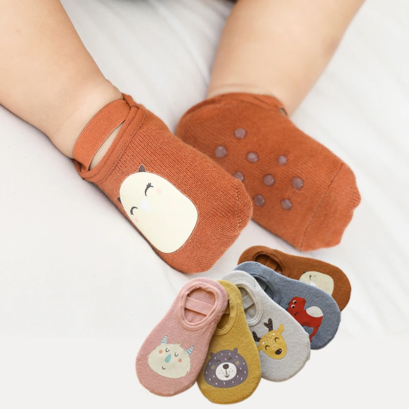 Newborn Infant Anti Slip Cotton Socks Shoes Toddler Boys Girls Child Summer Cute Animal Print Funny Ankle Socks Baby Accessories