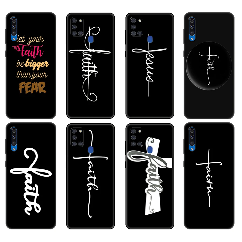 Black tpu Case For Samsung Galaxy A50 50S A30S A10 A01 A11 A21S A31 A41 A51 A71 M21 M30S S10LITE Faith Christian Religious Jesus