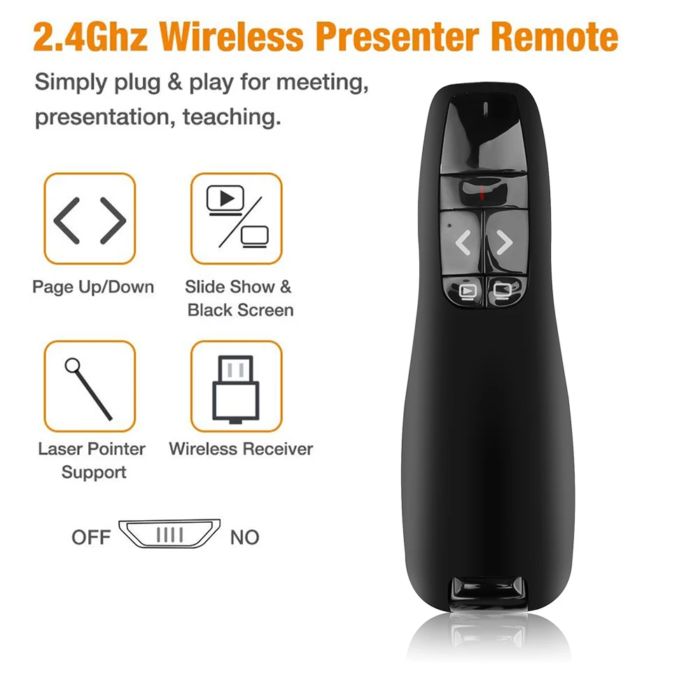 New R400 2.4Ghz USB Wireless Presenter Page Turning Pen With Red Light Spot PPT Remote Control for Powerpoint Presentation