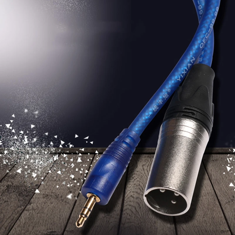 Cable de audio de 3,5mm a XLR, cable de audio HIFI de 3,5mm macho a XLR macho/hembra, cable de micrófono de cobre puro azul, doble escudo, 1,8 m3m5m
