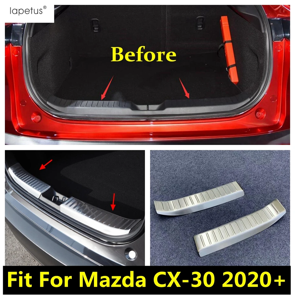 

Rear Bumper Trunk Door Sill Foot Guard Scuff Plate Cover Trim For Mazda CX-30 CX30 2020 - 2024 Stainless Accessories Interior