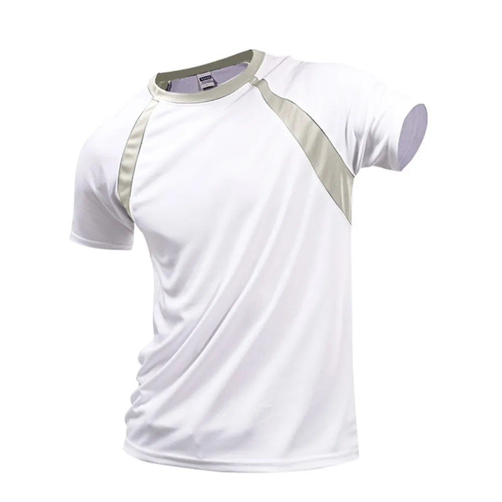 2021 Summer Men Breathable T-Shirt Quick Dry Athletic Wicking Cool Running Gym Sports Tops Training Jogging Shirt Gym Sportswear