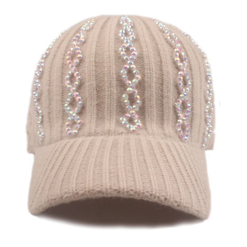 [YARBUU] 2021 New Brand Baseball cap For Women Wool Knitted Cap Rhinestone Cap Hat Free Shipping Wholesale