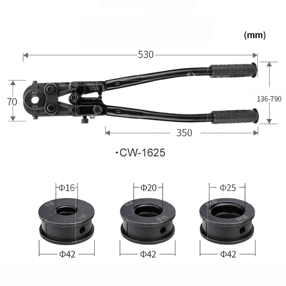 CW-1625ด้วยตนเอง Mechanical ท่อ Clamp ประแจท่อสแตนเลสรองคีมทองแดงท่ออลูมิเนียมพลาสติก