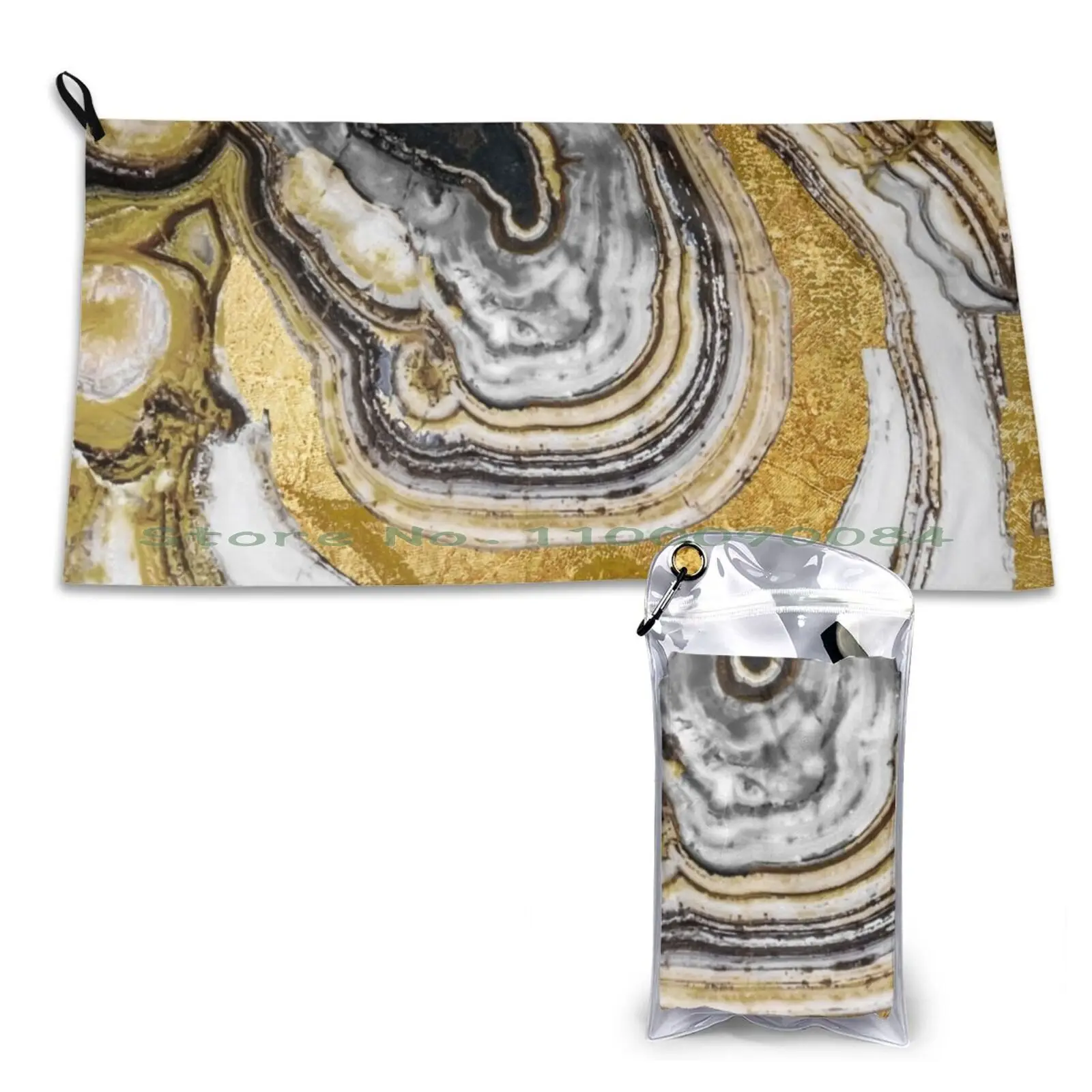 Stone Prose Geode Gold Quick Dry Towel Gym Sports Bath Portable Geode Gold And Black Golden Rocks Earth Minerals Nature Organic