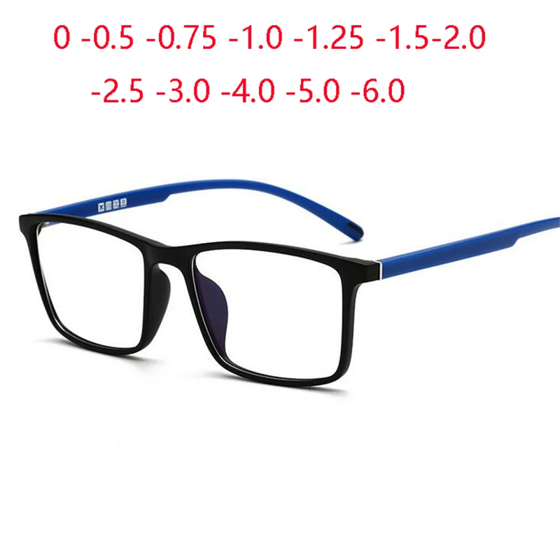 0 -0,5 -0,75 -1,0 do -6,0 stopni ujemnych TR90 kwadratowe okulary korekcyjne kobiety mężczyźni Ultralight komputer biznesowy okulary optyczne