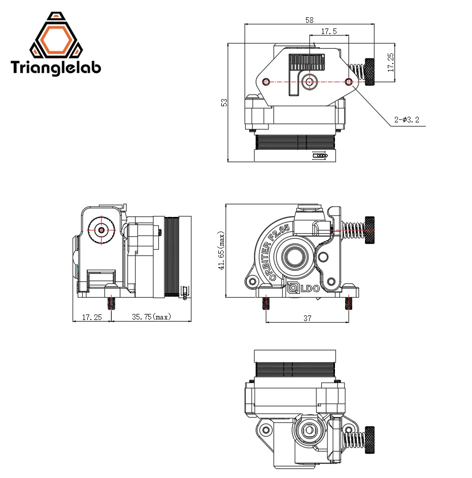 C Trianglelab Orbiter Extruder für 2,85/3,0MM Filament V1.5 Vollversion Mit LDO-Motor für 2,85MM PLA ABS TPU Filament – Detail 3