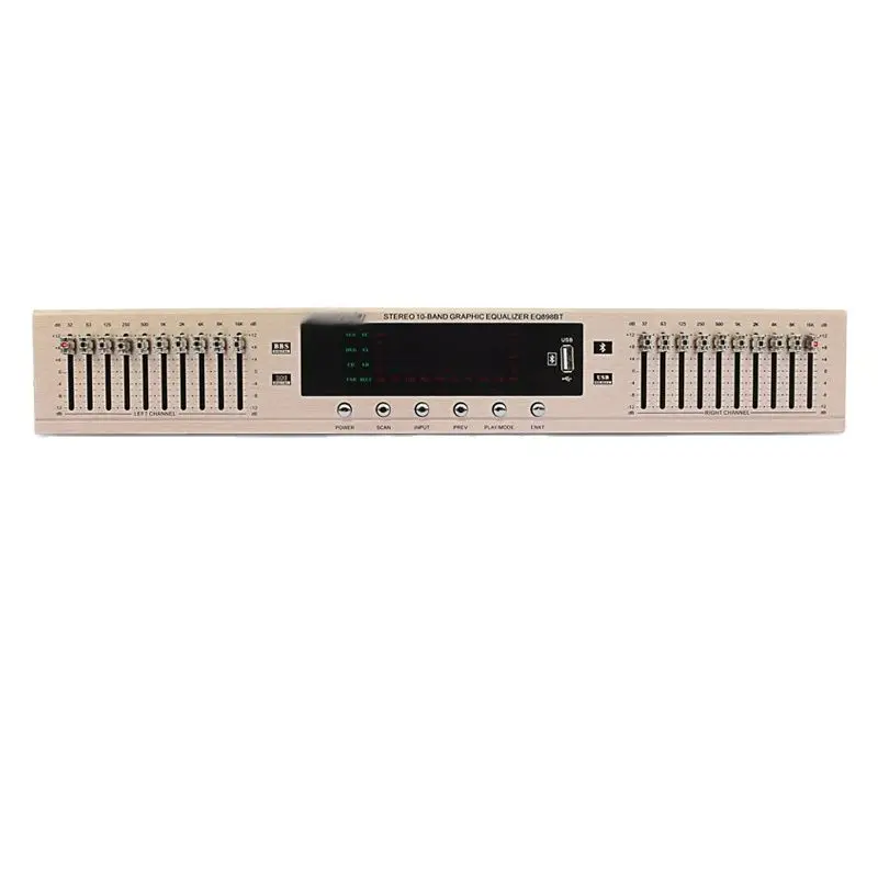 

220V Digital HD Stereo Preamplifier Equalizer Built-In USB Bluetooth Home Stage Equalizer Dual 10 Segments EQ-898