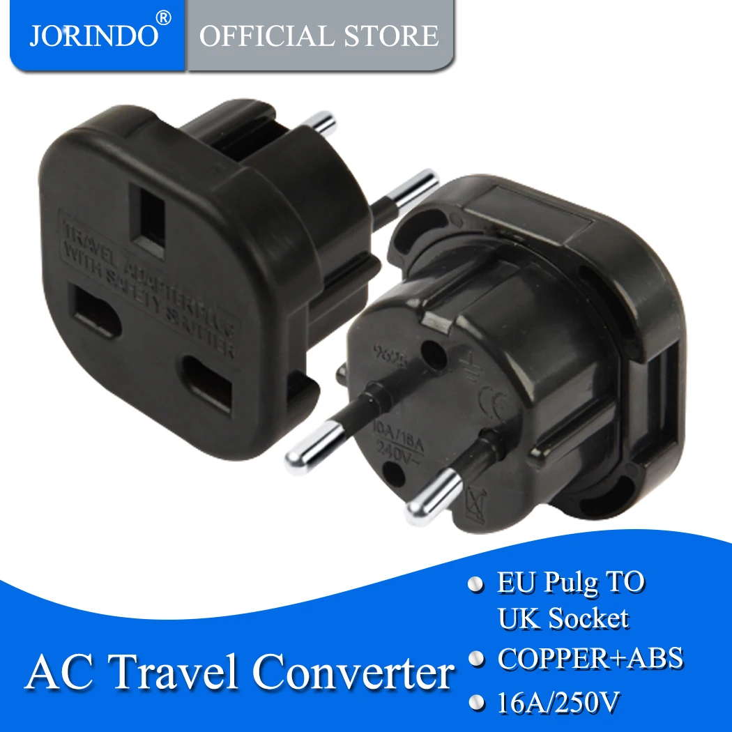 JORINDO EU TO UK,EU Plug Power Adapter British UK To EU Euro Travel Adapter Electrical Plug Converter Charger Socket Outlet