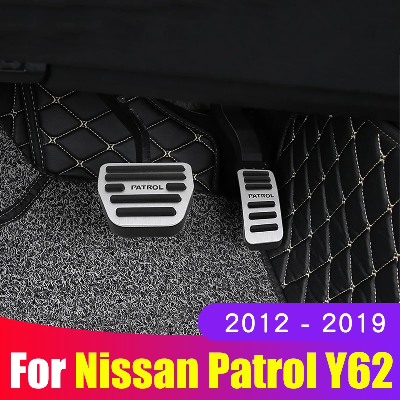 Aluminum Car Accelerator Fuel Brake Pedals Cover Non Slip Pad For Nissan Patrol Y62 2010-2019 2020 2021 2022 2023 Accessories