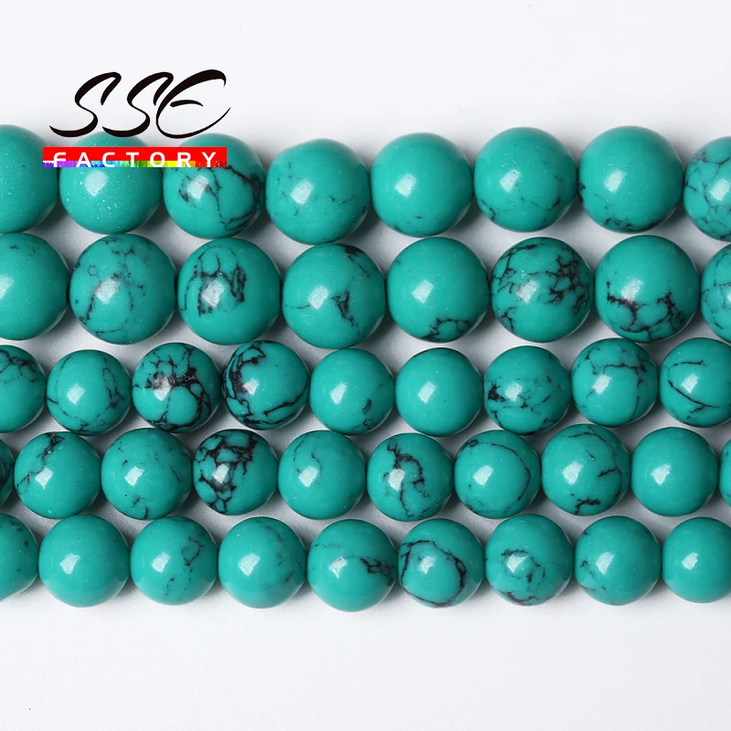 Wholesale Natural Stone Green Turquoises Round Loose Beads 15