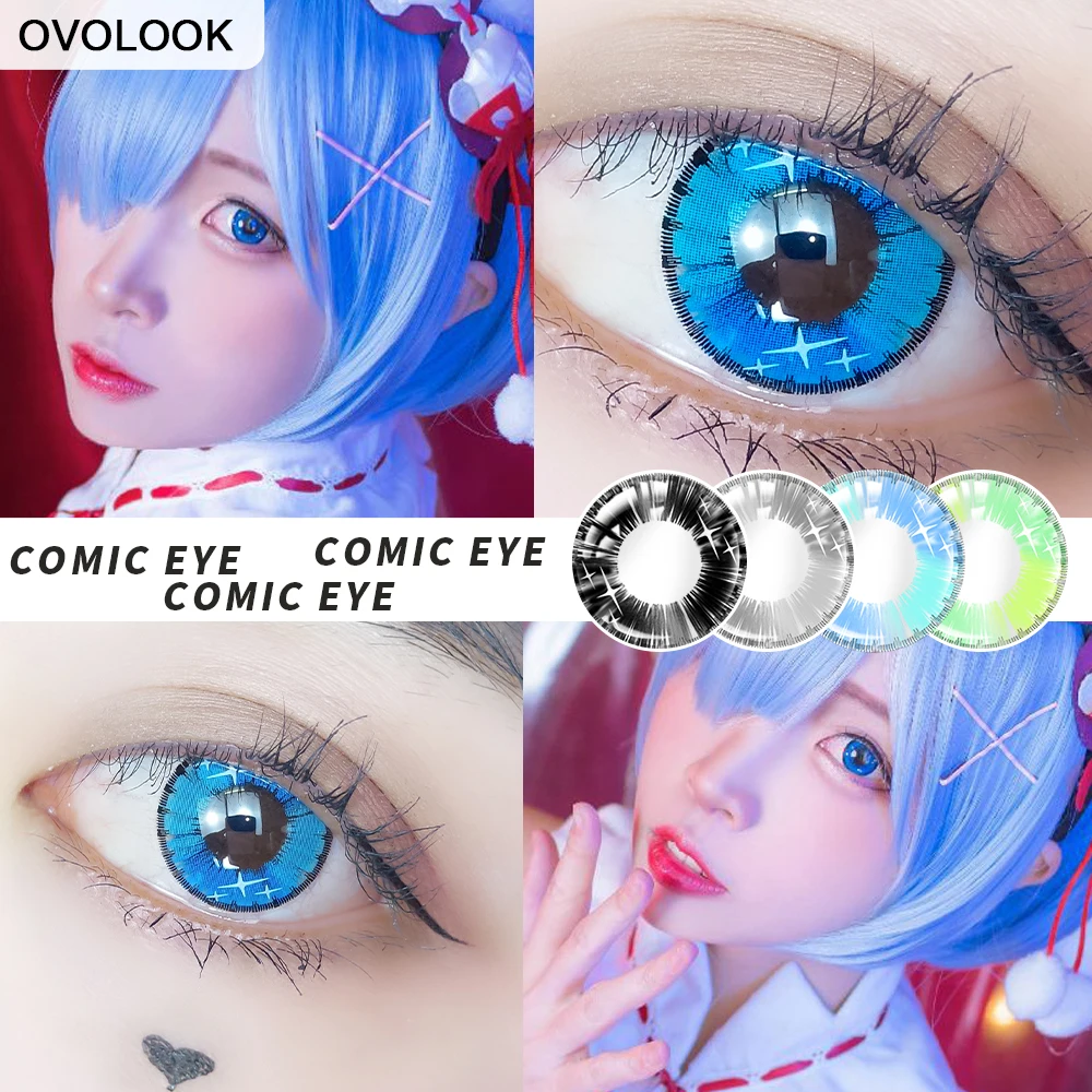 

OVOLOOK 1pair Colored Contact Eye Lenses on the Eyes Creative Lenses for Anime Eyes (4 colors,24 different degrees)