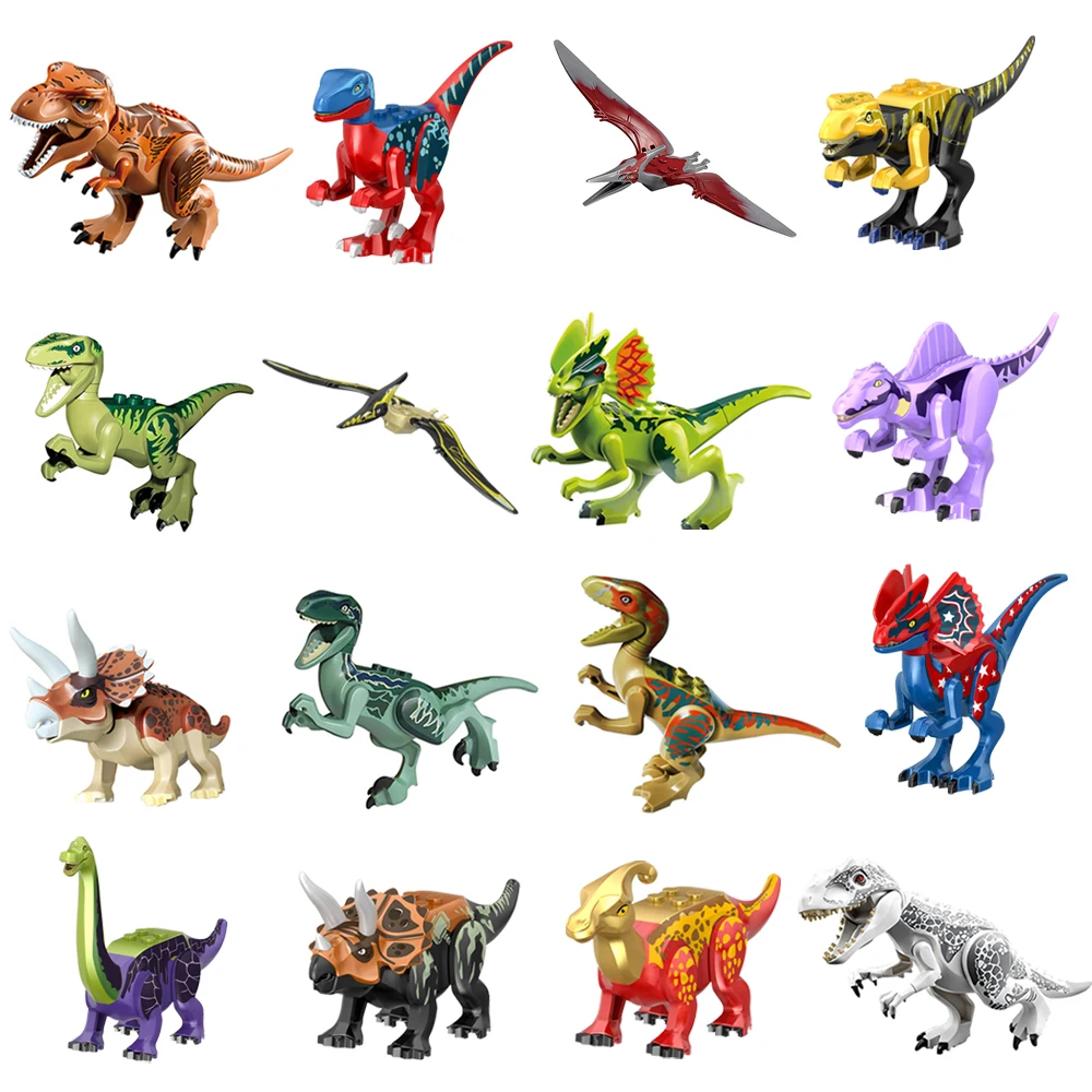 

Jurassic Dinosaur Assemble Toy Blocks World Building Bricks Kids Dino Velociraptor Triceratops Stegosaurus Model Christmas Gift