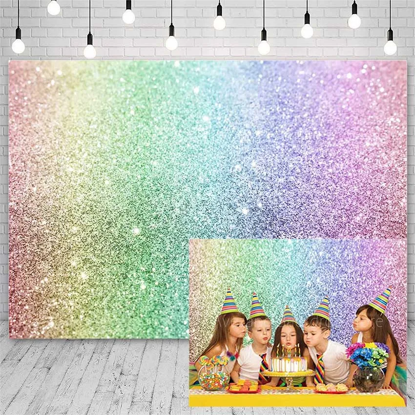 Avezano Birthday Party Backdrops For Photography Rainbow Sparkles Shiny Decor Boy Girl Backgrounds For Photo Studio Photophone