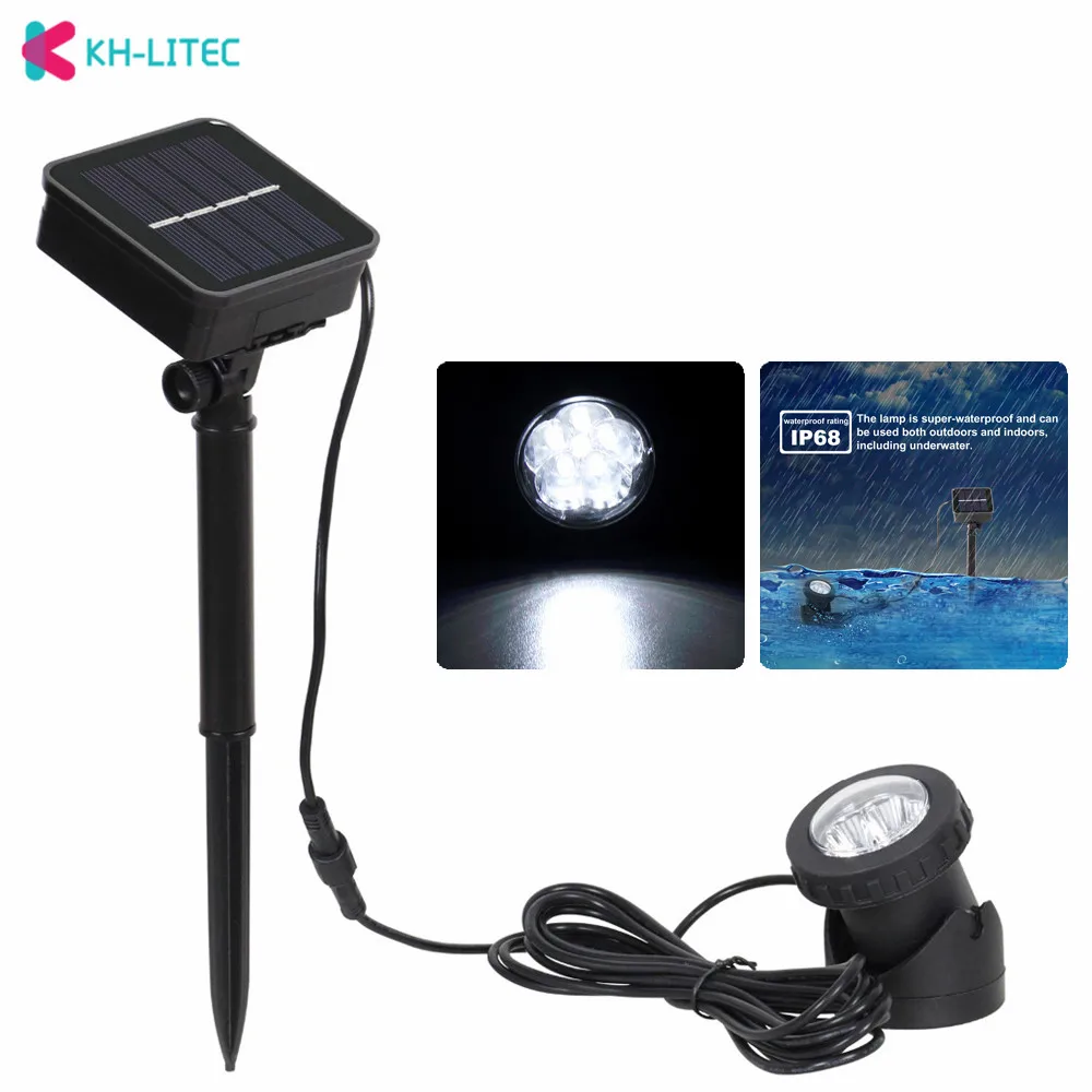 

KHLITEC Solar Spotlights 6 LED Underwater Projection Lights Outdoor Lighting ip68 Garden Pond Pool Fishing Boat Spot Lamp Light