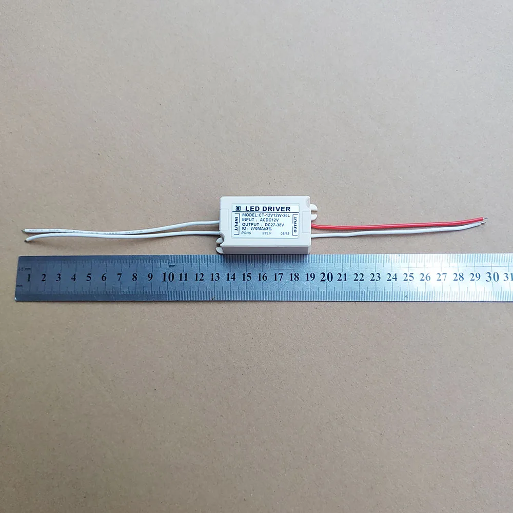 12V-24V AC DC To 30-40V 270mA LED Driver Low Voltage Converter 9-12X1W 9W-12W with High-Temp Wire for Vehicle Boat Equipment