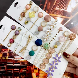 8Pcs Pearl Crystal Metal Hair Clip Set For Women Headwear Retro Geometric Barrettes Hairpin Girl Hair Accessories Trendy Jewelry