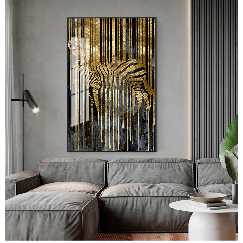 Room Bedroom Decorative Painting Unframed Abstract Art Golden Zebra Nordic Modern Style s Canvas Pictures For Living