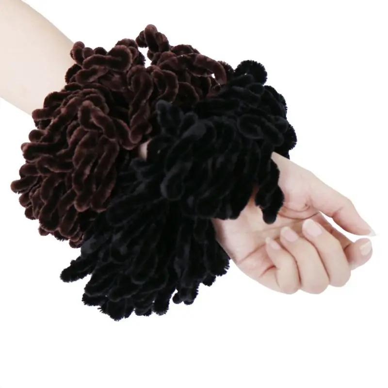 Muslim Women Fluffy Velvet Hijab Scrunchies Solid Color Plain Big Hair Ring Tie Bun Clip Flexible Rubber Band Headwear